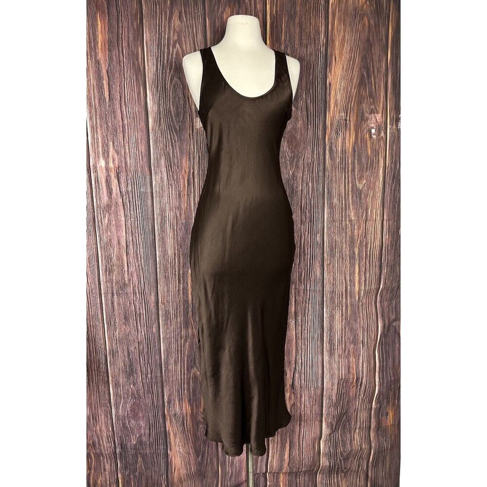 Rumored Brown Maxi Slip Dress Sleeveless Round Neck Size Small S